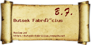 Butsek Fabrícius névjegykártya